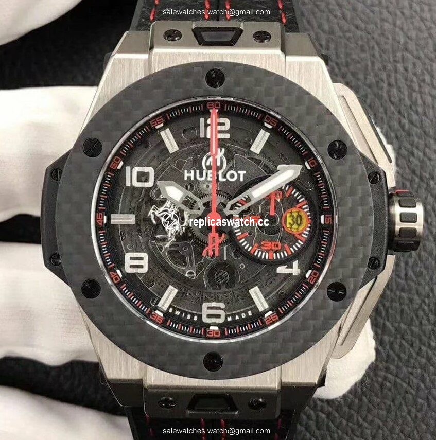 Big Bang Ferrari Unico Titanium V6F Best Edition Skeleton Dial on Black Gummy Strap HUB1288 Big Bang Ferrari Unico Titanium V6F Best Edition Skeleton Dial on Black Gummy Strap HUB1288