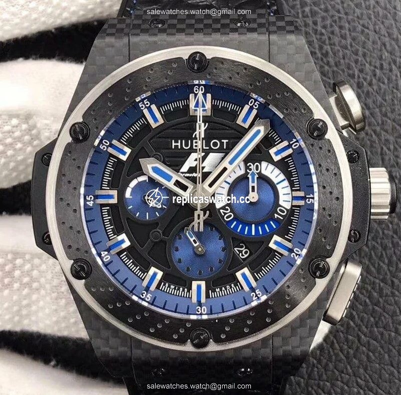 Big Bang Ferrari F1 Carbon Fiber V6F Limited Edition Black/Blue Dial on Black Leather Strap HUB4100 Big Bang Ferrari F1 Carbon Fiber V6F Limited Edition Black/Blue Dial on Black Leather Strap HUB4100