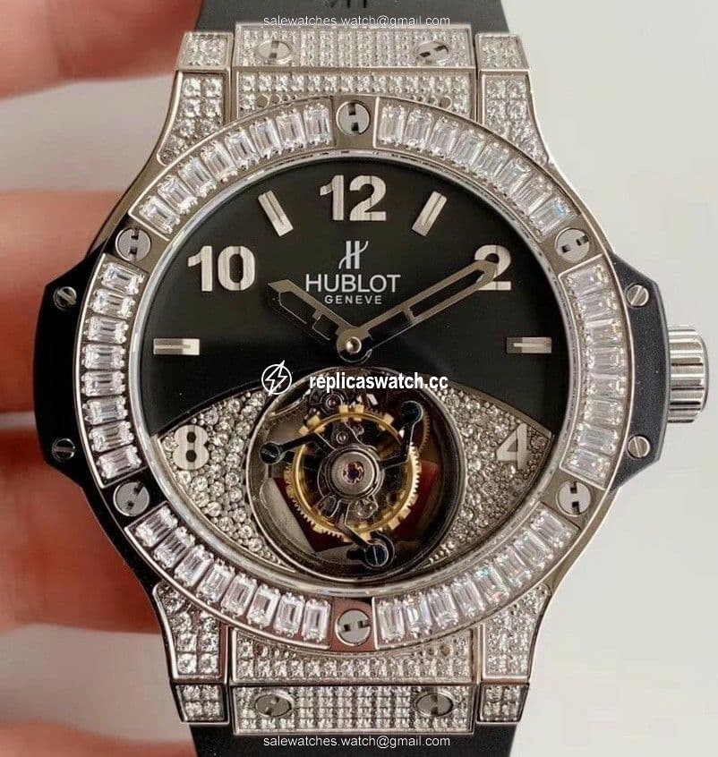 Big Bang Tourbillon Automatic PVD Black Textured Diamond Dial on Black Rubber Strap Big Bang Tourbillon Automatic PVD Black Textured Diamond Dial on Black Rubber Strap