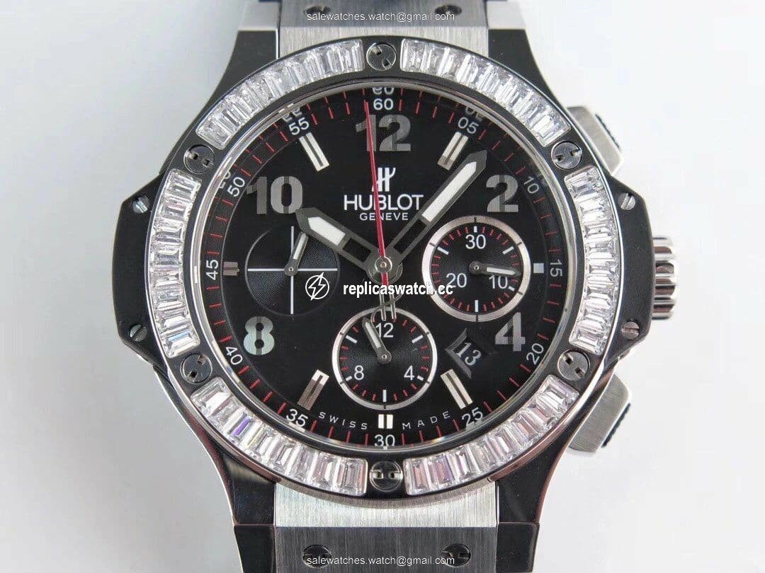 Big Bang 44mm SS Black Dial Diamond Bezel on Black Rubber Strap HUB4104 Big Bang 44mm SS Black Dial Diamond Bezel on Black Rubber Strap HUB4104