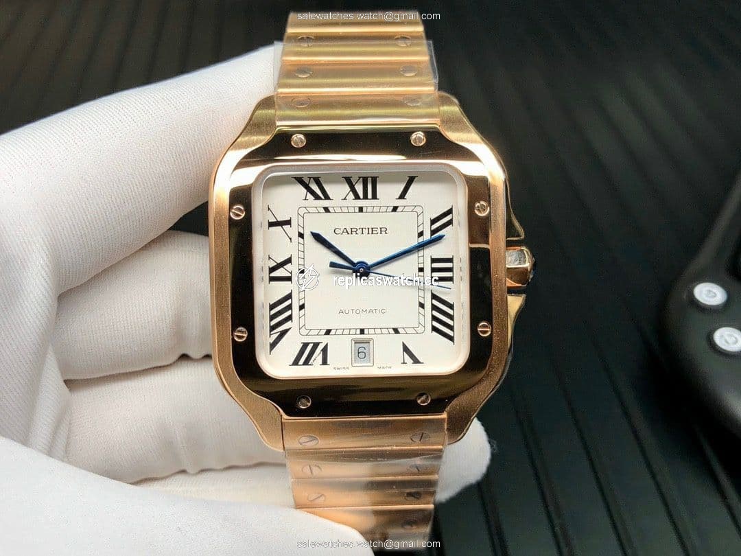 Santos de Cartier 40mm RG GF 1:1 Best Edition White Dial on RG SmartLinks Bracelet MIYOTA 9015 V2 Santos de Cartier 40mm RG GF 1:1 Best Edition White Dial on RG SmartLinks Bracelet MIYOTA 9015 V2