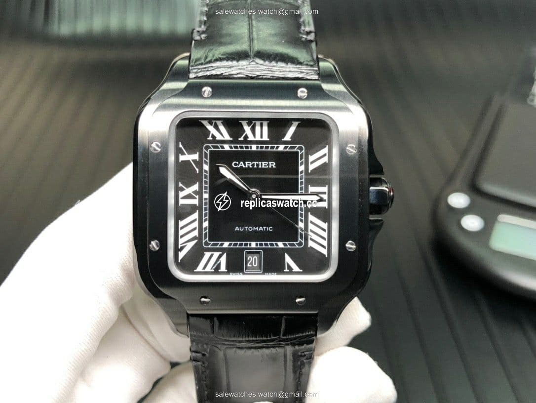 Santos de Cartier 40mm PVD GF 1:1 Best Edition White Dial on Leather Strap MIYOTA 9015 V2 Santos de Cartier 40mm PVD GF 1:1 Best Edition White Dial on Leather Strap MIYOTA 9015 V2