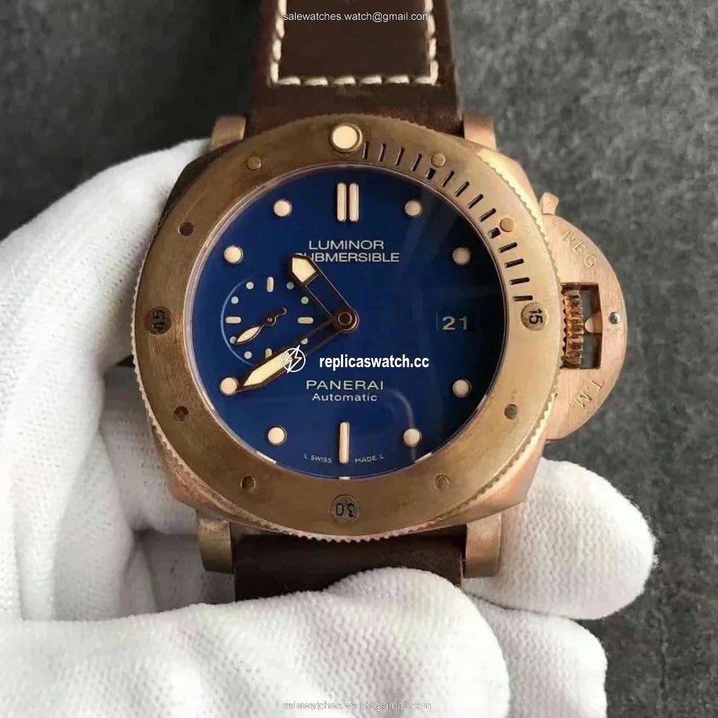PAM968 V Bronzo VSF 1:1 Best Edition Brown Ceramic Bezel and Dial on Blue Calfskin Strap P.9010 Clone PAM968 V Bronzo VSF 1:1 Best Edition Brown Ceramic Bezel and Dial on Blue Calfskin Strap P.9010 Clone