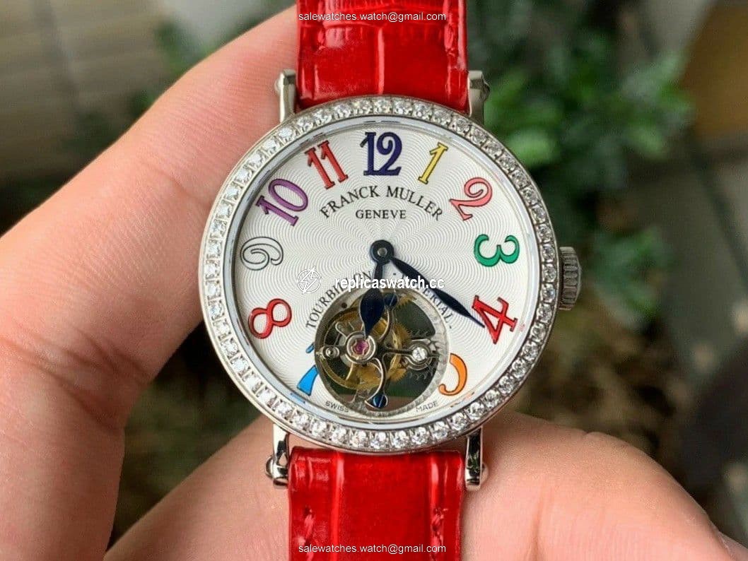 Color Dreams Tourbillon SS Diamond Bezel Arabic Numerals Markers on Red Croco Leather Strap Color Dreams Tourbillon SS Diamond Bezel Arabic Numerals Markers on Red Croco Leather Strap