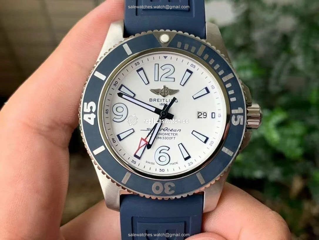 Superocean Automatic 44 TF 1:1 Best Edition White Dial Blue Bezel on Blue Rubber Strap A2824 Superocean Automatic 44 TF 1:1 Best Edition White Dial Blue Bezel on Blue Rubber Strap A2824