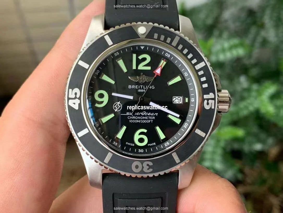 Superocean Automatic 44 TF 1:1 Best Edition Black Dial Black Bezel on Black Rubber Strap A2824 Superocean Automatic 44 TF 1:1 Best Edition Black Dial Black Bezel on Black Rubber Strap A2824