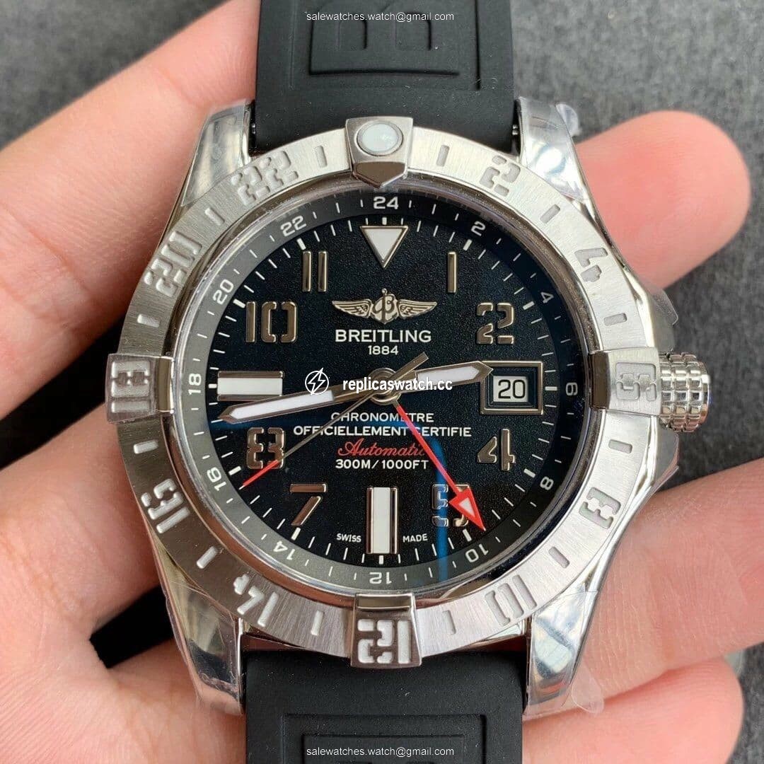 Avenger GMT SS GF 1:1 Best Edition Black Dial Roman Markers on Black rubber Strap A2836 V2 Avenger GMT SS GF 1:1 Best Edition Black Dial Roman Markers on Black rubber Strap A2836 V2