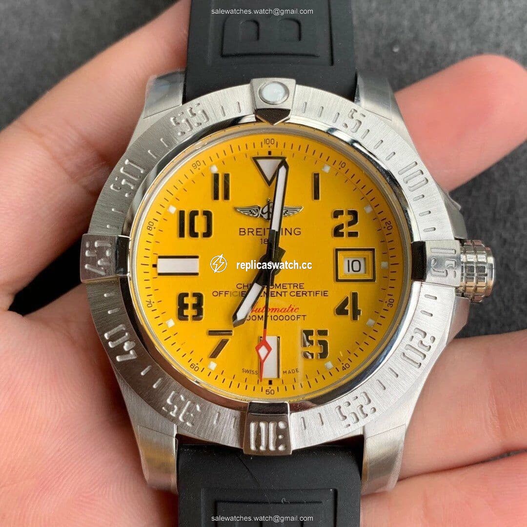 Breitling Avenger 45mm SS/NY/LE Yellow Stk GF Asia 2824 Breitling Avenger 45mm SS/NY/LE Yellow Stk GF Asia 2824