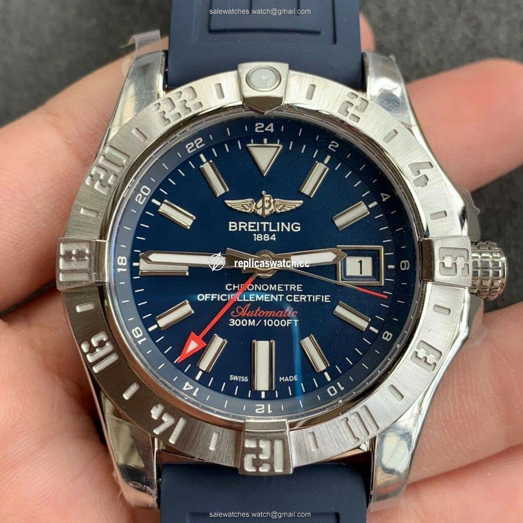 Avenger GMT SS GF 1:1 Best Edition Blue Dial on Blue rubber Strap A2836 V2 Avenger GMT SS GF 1:1 Best Edition Blue Dial on Blue rubber Strap A2836 V2