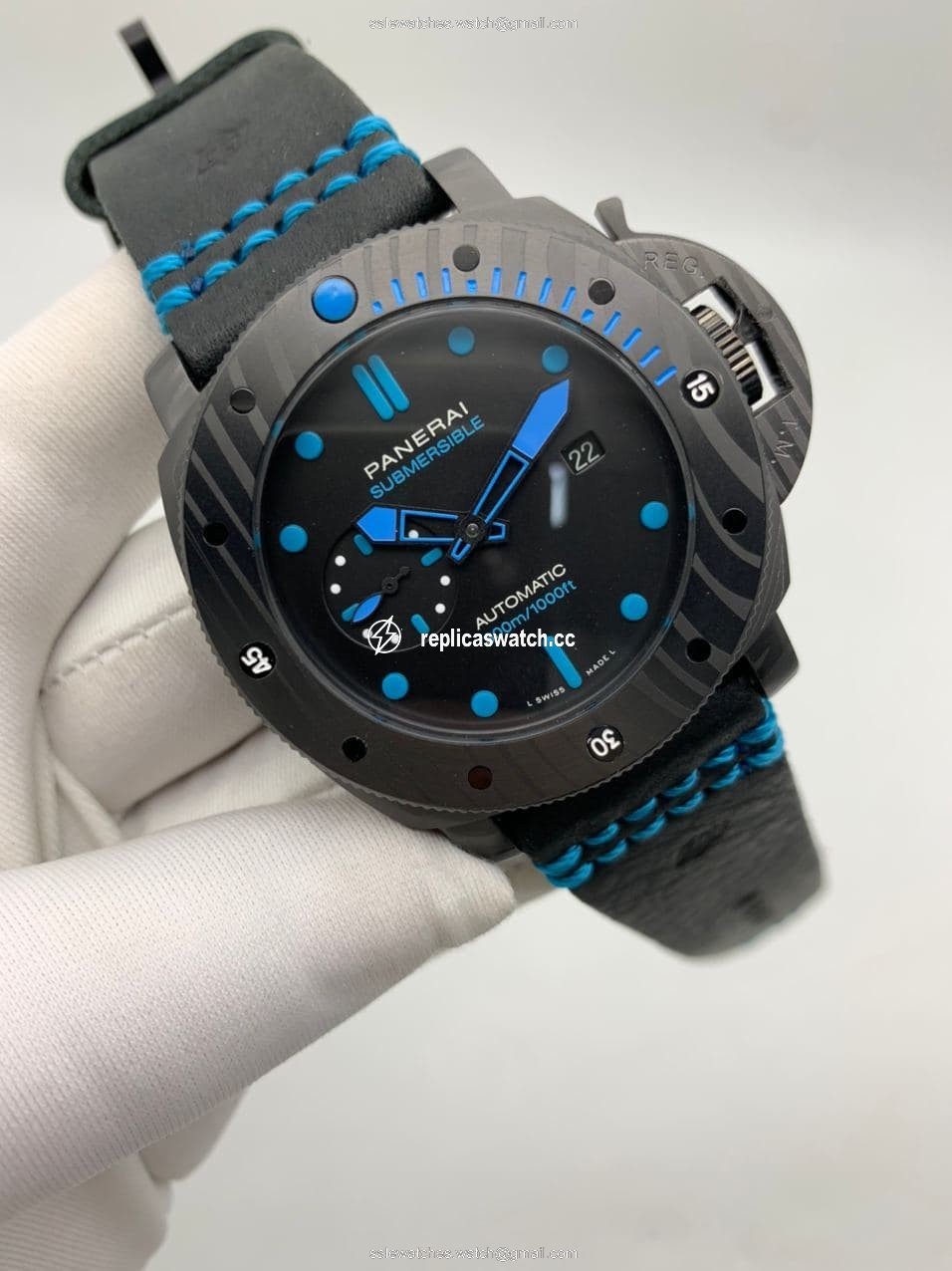 Panerai Submersible Automatic Black Blue on Black Rubber Strap Panerai Submersible Automatic Black Blue on Black Rubber Strap