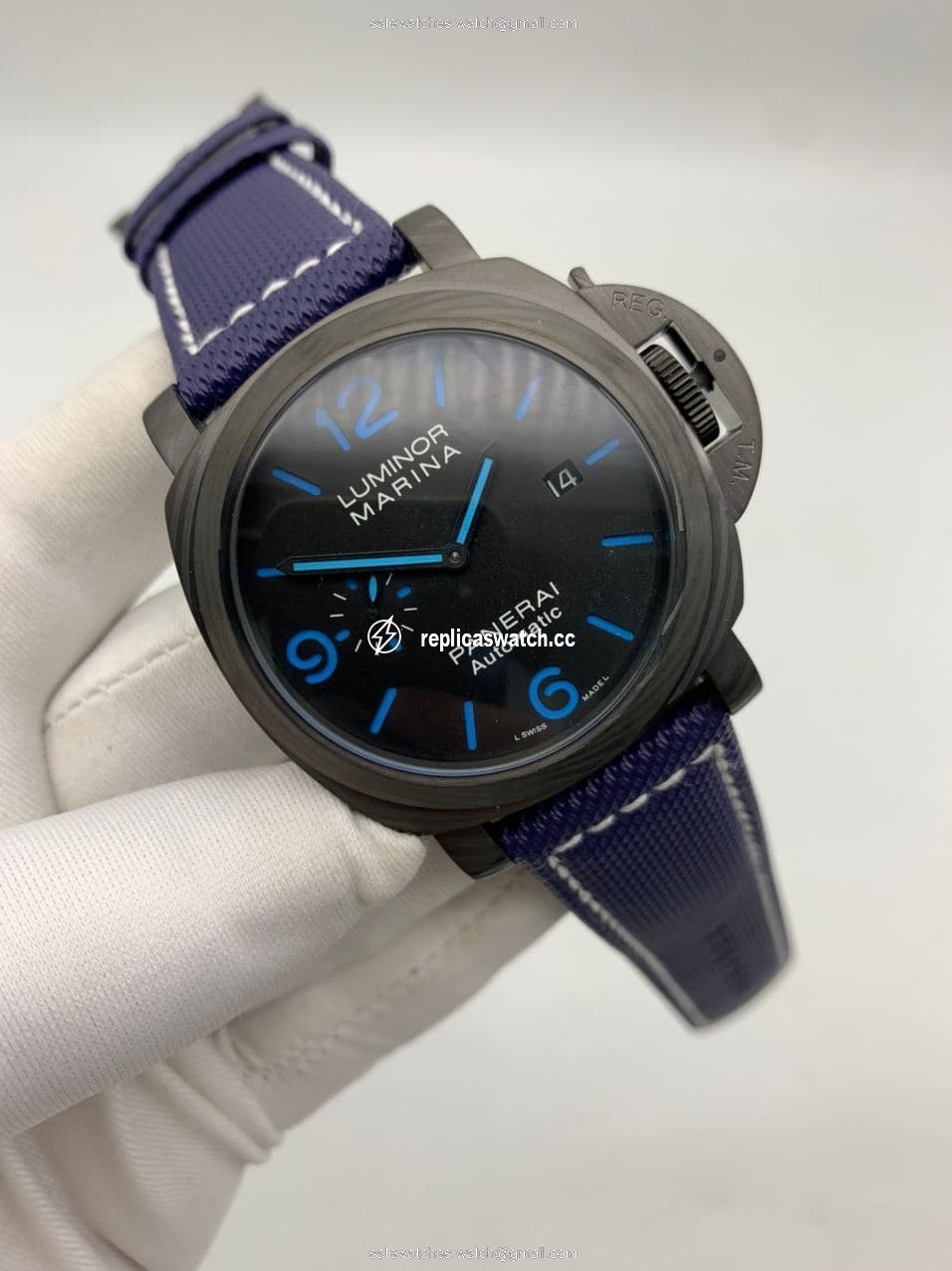 Panerai Luminor Marina Black Blue Nylon Strap Panerai Luminor Marina Black Blue Nylon Strap