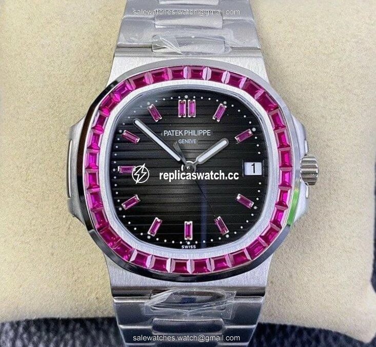 Nautilus Jumbo 5711 PF 1:1 Best Edition Black Textured Dial Diamonds Bezel on SS Bracelet A324 Nautilus Jumbo 5711 PF 1:1 Best Edition Black Textured Dial Diamonds Bezel on SS Bracelet A324