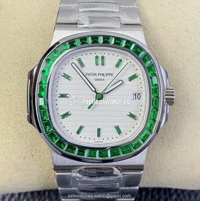 Nautilus Jumbo 5711 PF 1:1 Best Edition White Textured Dial Diamonds Bezel on SS Bracelet A324 Nautilus Jumbo 5711 PF 1:1 Best Edition White Textured Dial Diamonds Bezel on SS Bracelet A324