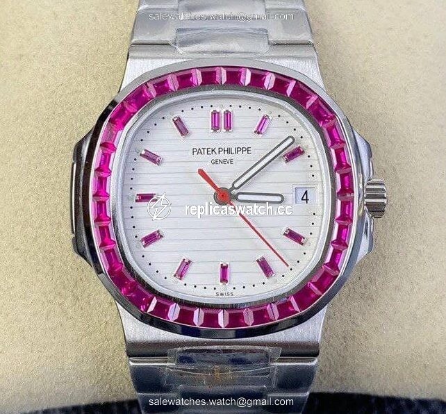 Nautilus Jumbo 5711 PF 1:1 Best Edition White Textured Dial Diamonds Bezel on SS Bracelet A324 Nautilus Jumbo 5711 PF 1:1 Best Edition White Textured Dial Diamonds Bezel on SS Bracelet A324