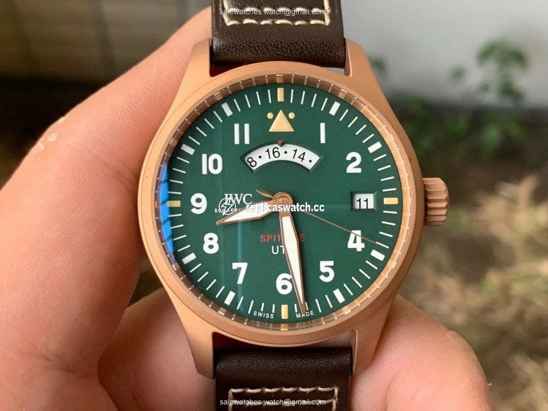 Pilot UTC Spitfire MJ271Bronze ZF 1:1 Best Edition Green Dial on Brown Leather Strap Pilot UTC Spitfire MJ271Bronze ZF 1:1 Best Edition Green Dial on Brown Leather Strap