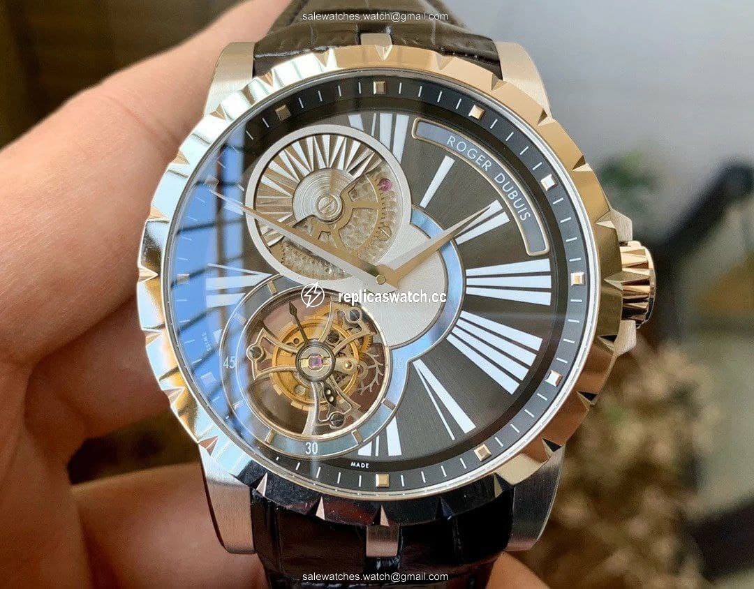 Roger Dubuis Hommage Flying Tourb RDDBHO0568 SS/LE Wht/Gre A Tourbillon Roger Dubuis Hommage Flying Tourb RDDBHO0568 SS/LE Wht/Gre A Tourbillon