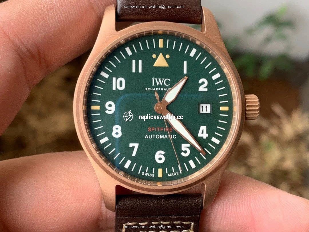 IWC Spitfire Automatic Bronze IW326802 MKF 1:1 Best Edition Green Dial on Brown Leather Strap MIYOTA 9015 IWC Spitfire Automatic Bronze IW326802 MKF 1:1 Best Edition Green Dial on Brown Leather Strap MIYOTA 9015