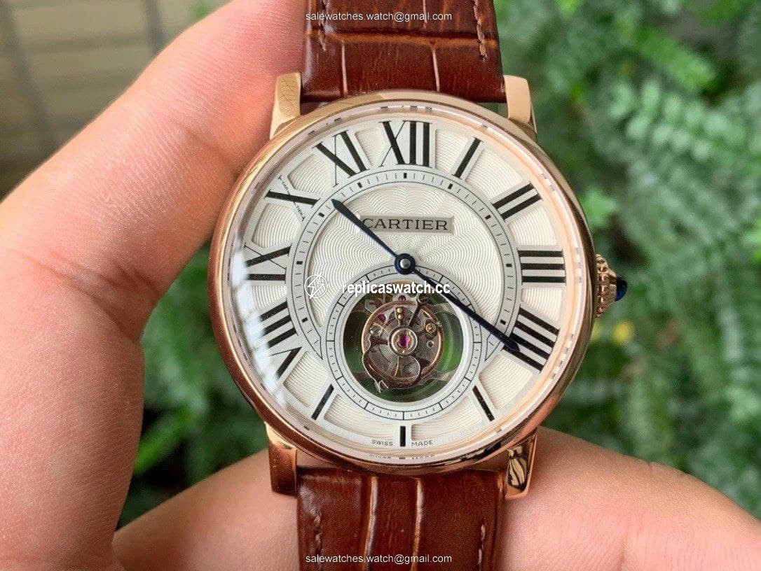 Rotonde Flying Tourbillon RG BLF Best Edition White Dial Bezel on Brown Leather Strap V2 Rotonde Flying Tourbillon RG BLF Best Edition White Dial Bezel on Brown Leather Strap V2