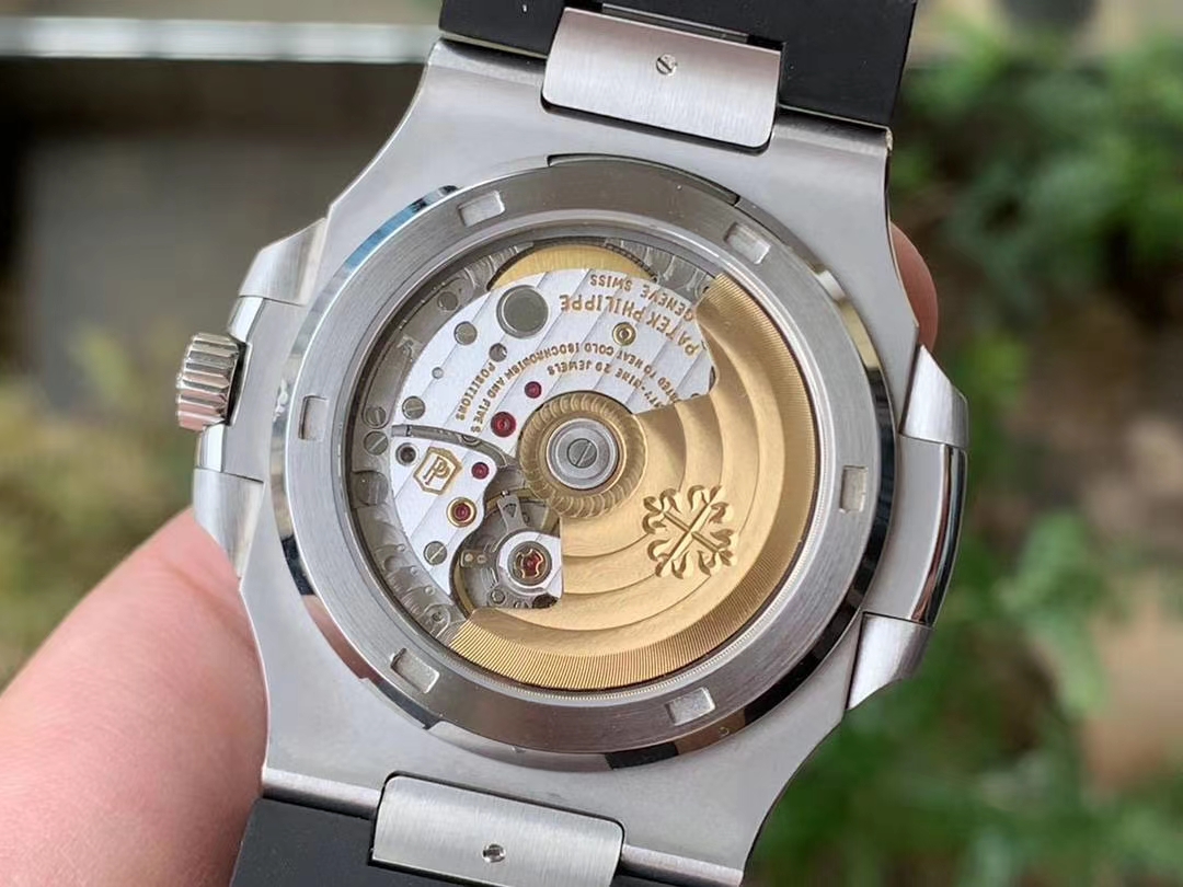 NAUTILUS 5711 RG GRF 1:1 BEST EDITION GREY TEXTURED DIAL ON BLACK LEATHER STRAP 324CS