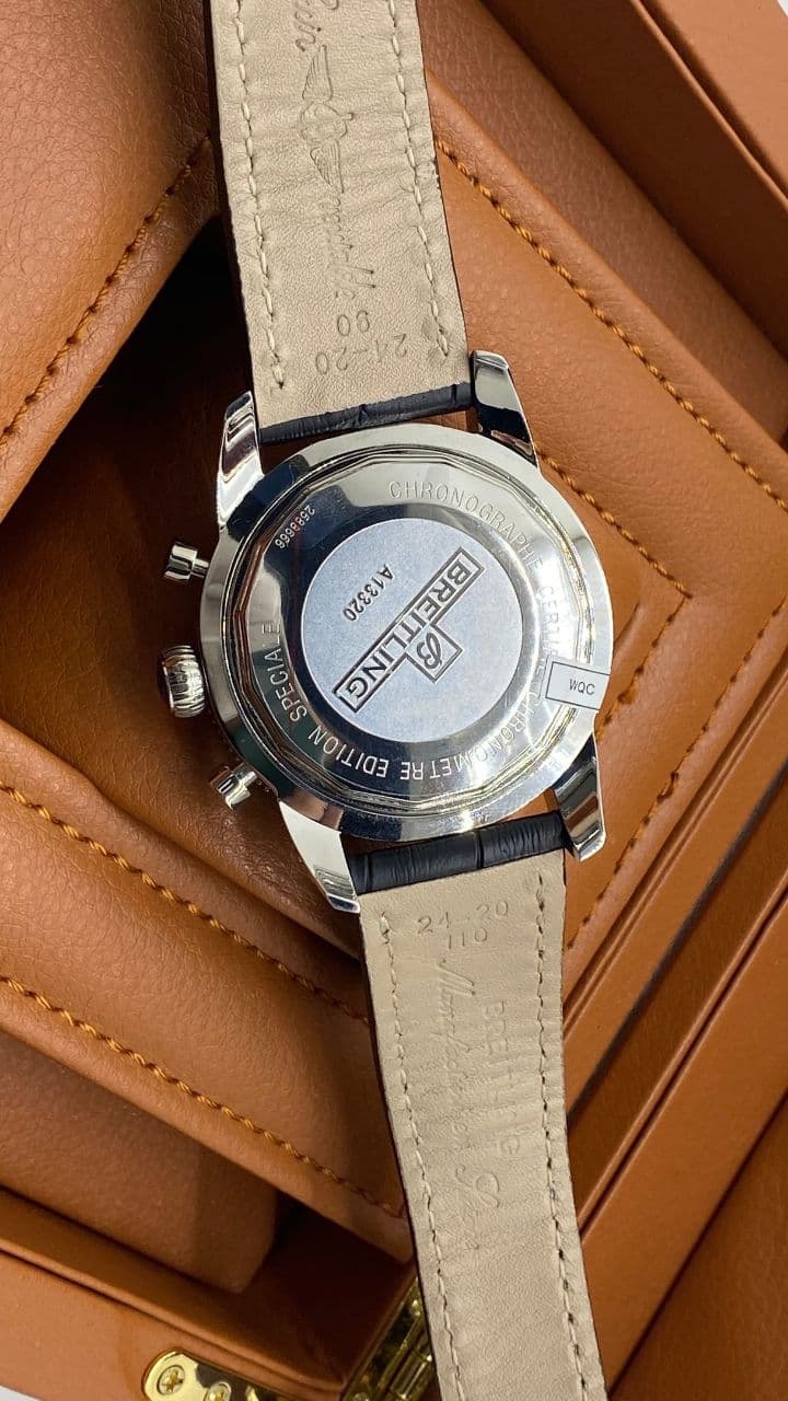 Breitling Super Ochean Black Chrono High Version on Black Leather Strap