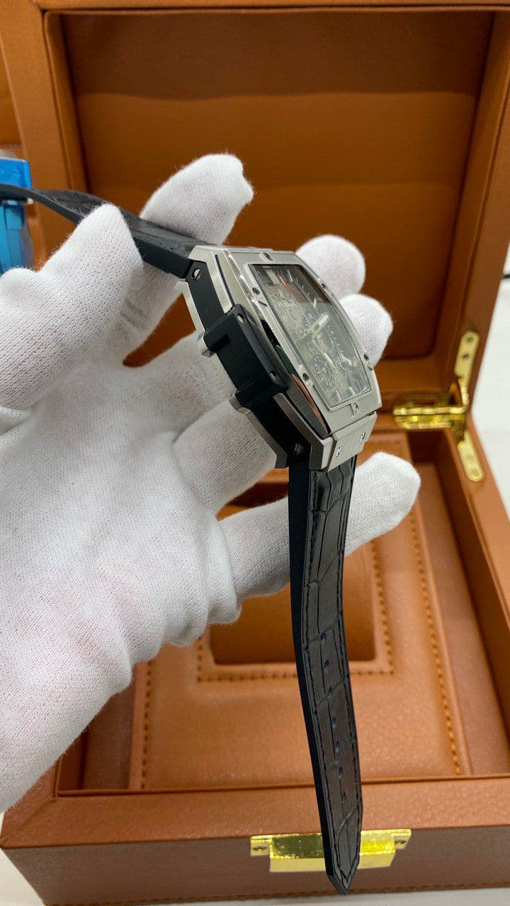 Hublot Spirit Black Grey Chrono Hight Version on Black Leather Strap