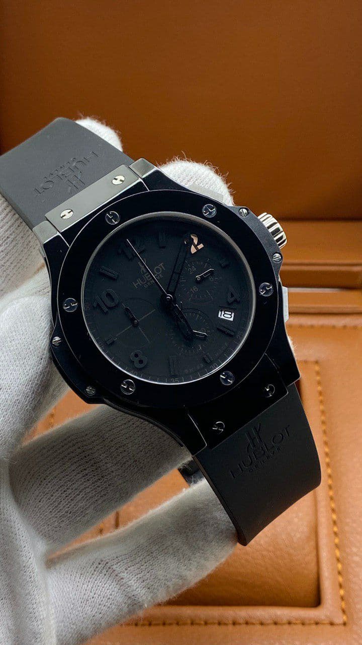 Hublot Full Black Chrono Hight Version on Black Rubber Strap