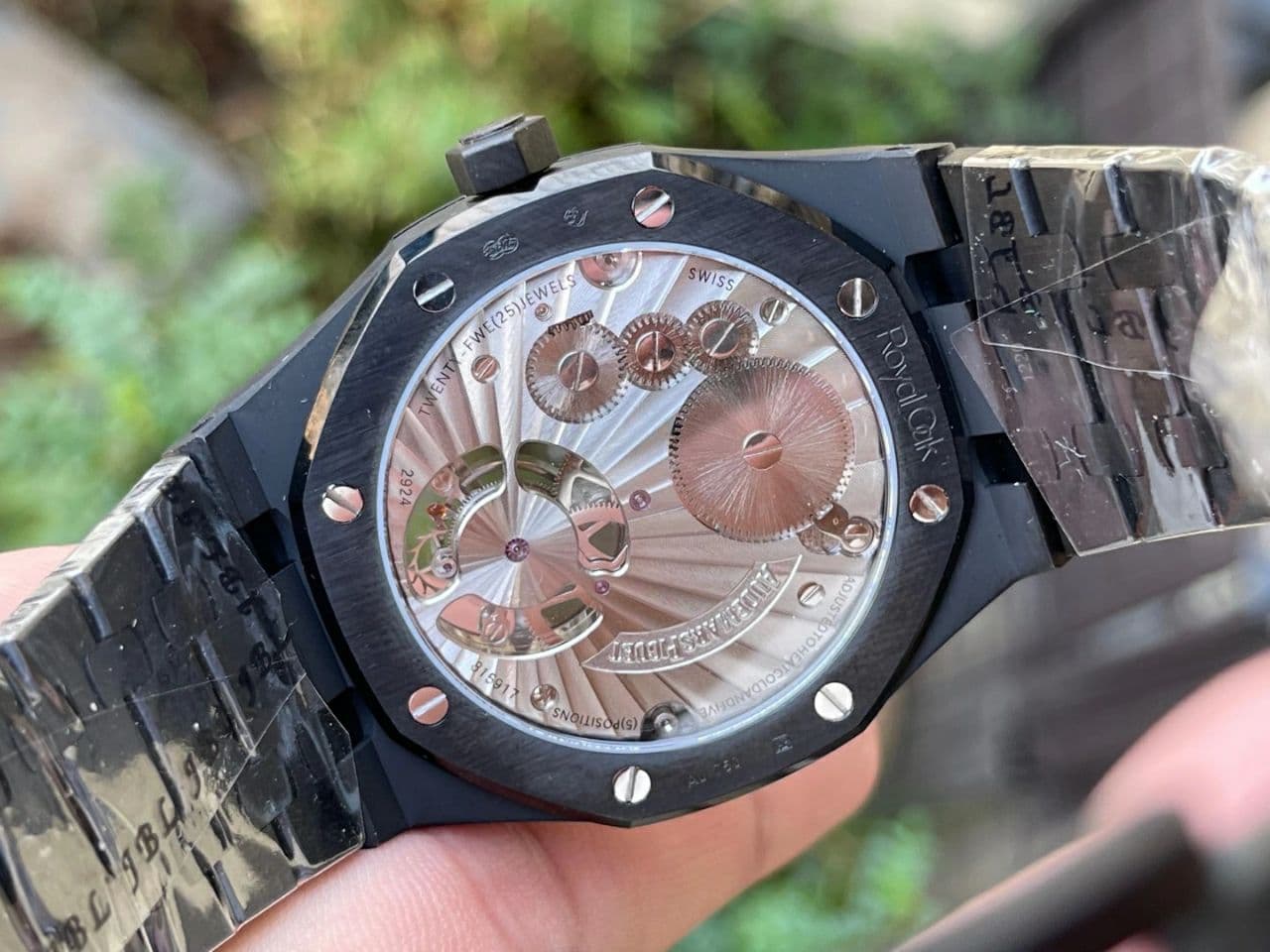 Royal Oak PVD Tourbillon R8F v2 Best Edition Black Sunburst Tapisserie Dial on PVD Bracelet