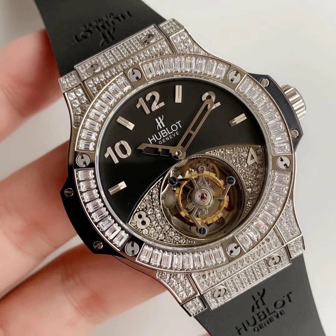 Big Bang Tourbillon Automatic PVD Black Textured Diamond Dial on Black Rubber Strap Big Bang Tourbillon Automatic PVD Black Textured Diamond Dial on Black Rubber Strap
