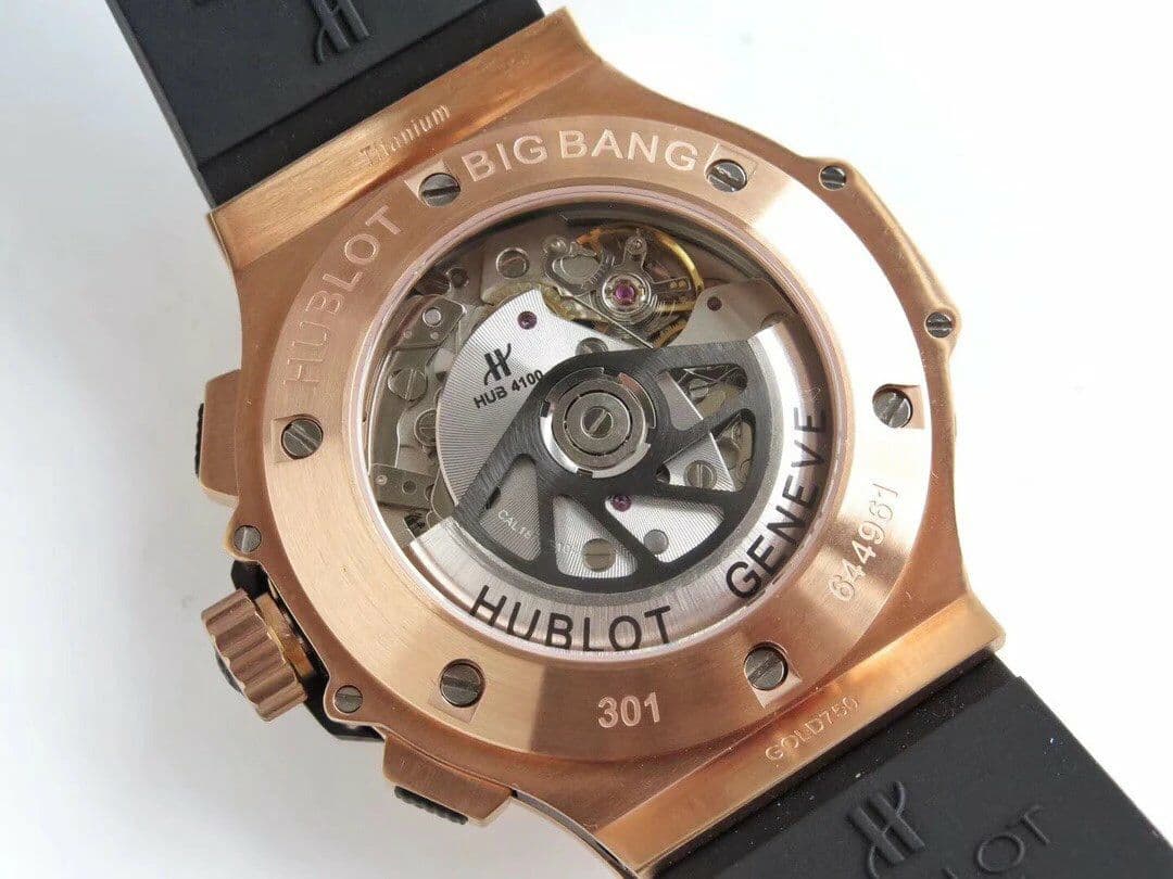 Big Bang 44mm SS Gold Dial Diamond Bezel on Black Leather Strap HUB4104 Big Bang 44mm SS Gold Dial Diamond Bezel on Black Leather Strap HUB4104