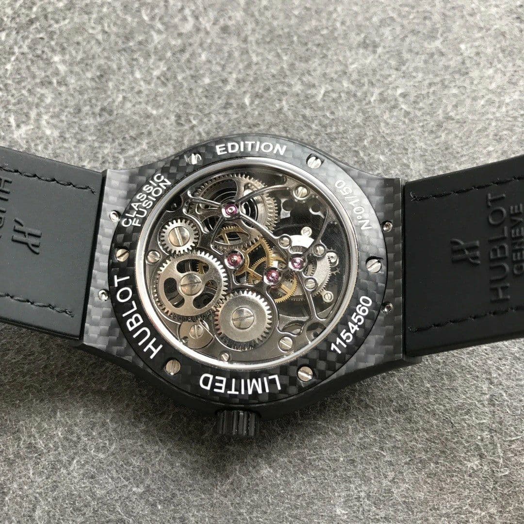 Big Bang Tourbillon Solo Bang MD PVD Black Skeleton Dial on Black Rubber Strap