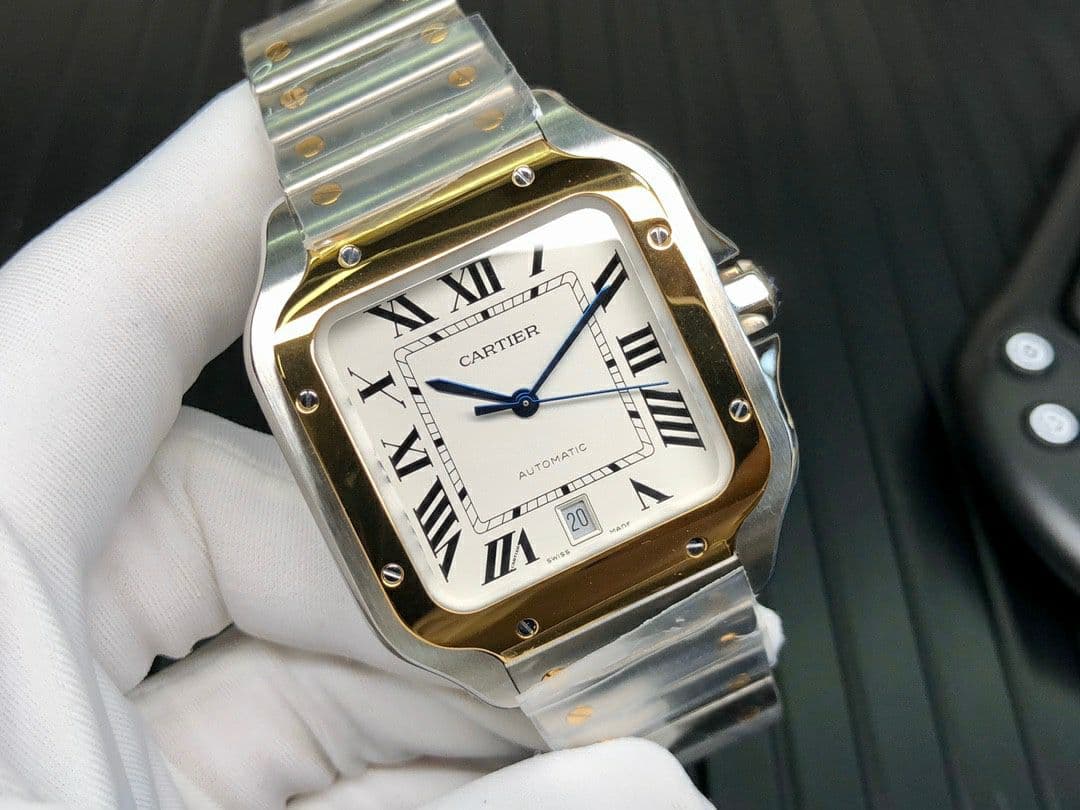 Santos de Cartier 40mm SS/YG GF 1:1 Best Edition White Dial on YG SmartLinks Bracelet MIYOTA 9015 V2 Santos de Cartier 40mm SS/YG GF 1:1 Best Edition White Dial on YG SmartLinks Bracelet MIYOTA 9015 V2