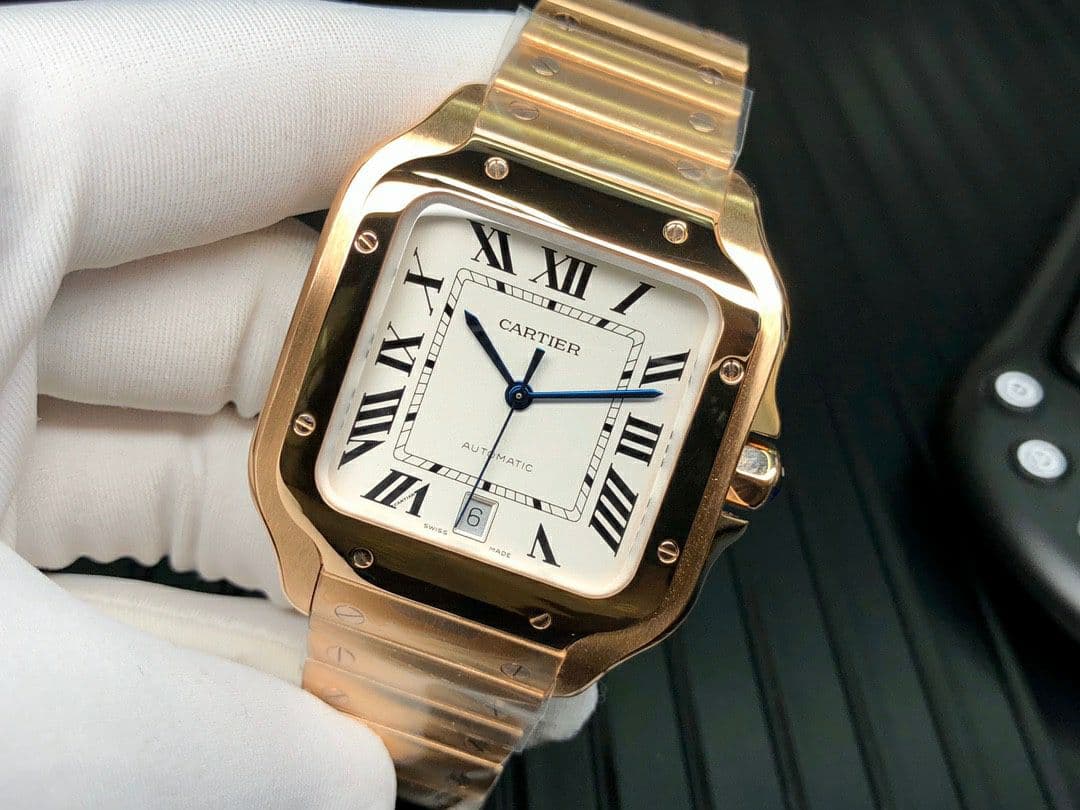 Santos de Cartier 40mm RG GF 1:1 Best Edition White Dial on RG SmartLinks Bracelet MIYOTA 9015 V2 Santos de Cartier 40mm RG GF 1:1 Best Edition White Dial on RG SmartLinks Bracelet MIYOTA 9015 V2