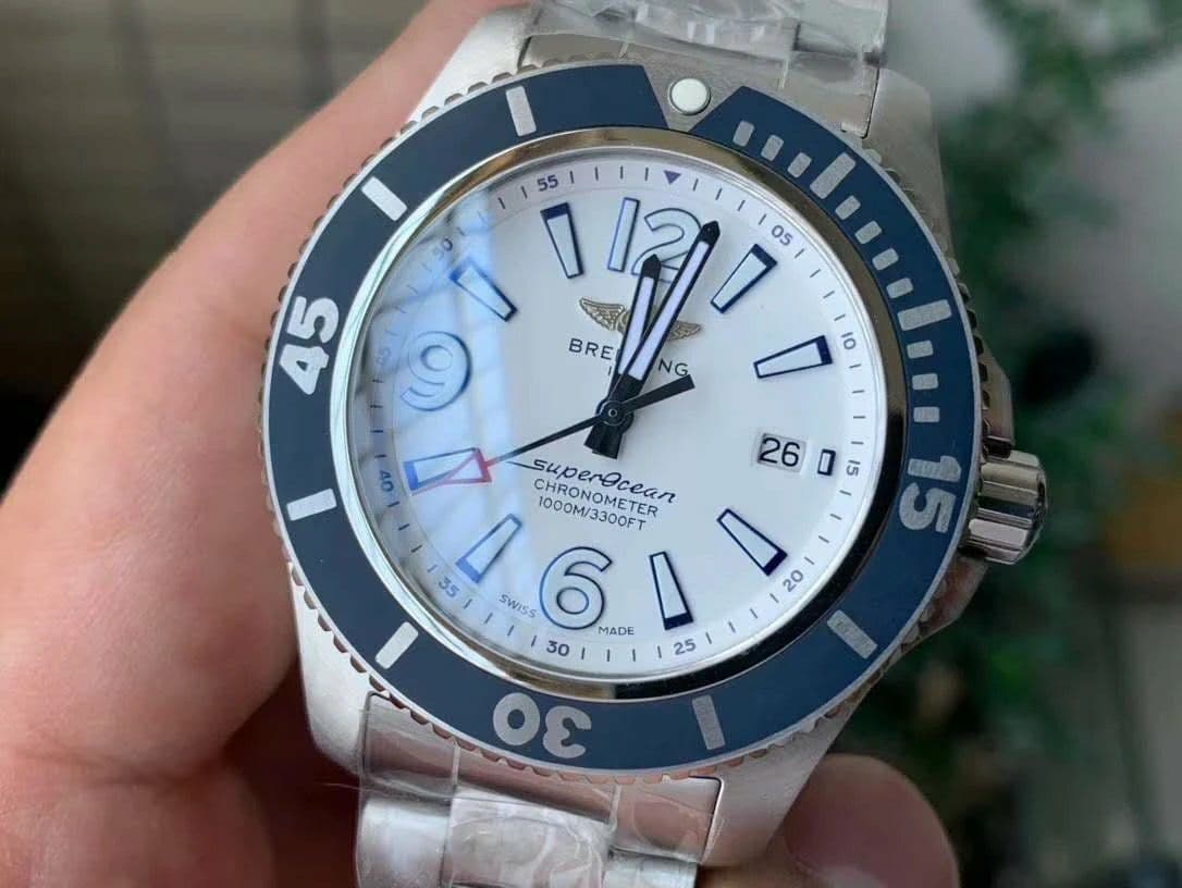 Superocean Automatic 44 TF 1:1 Best Edition White Dial Blue Bezel on SS Bracelet A2824 Superocean Automatic 44 TF 1:1 Best Edition White Dial Blue Bezel on SS Bracelet A2824