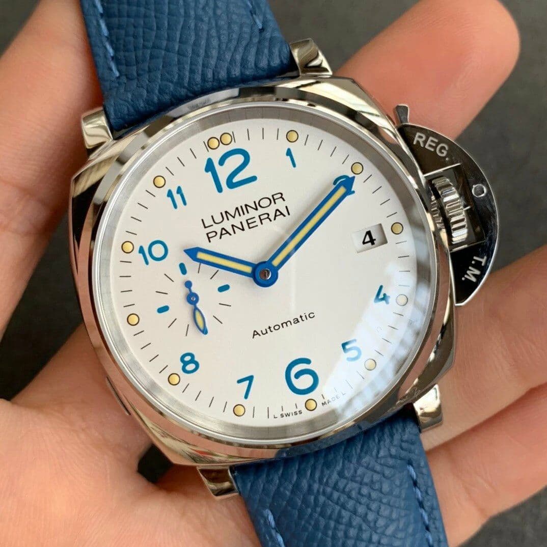 PAM906 Luminor Due VSF Best Edition White Dial on Blue Leather Strap AXXXIV