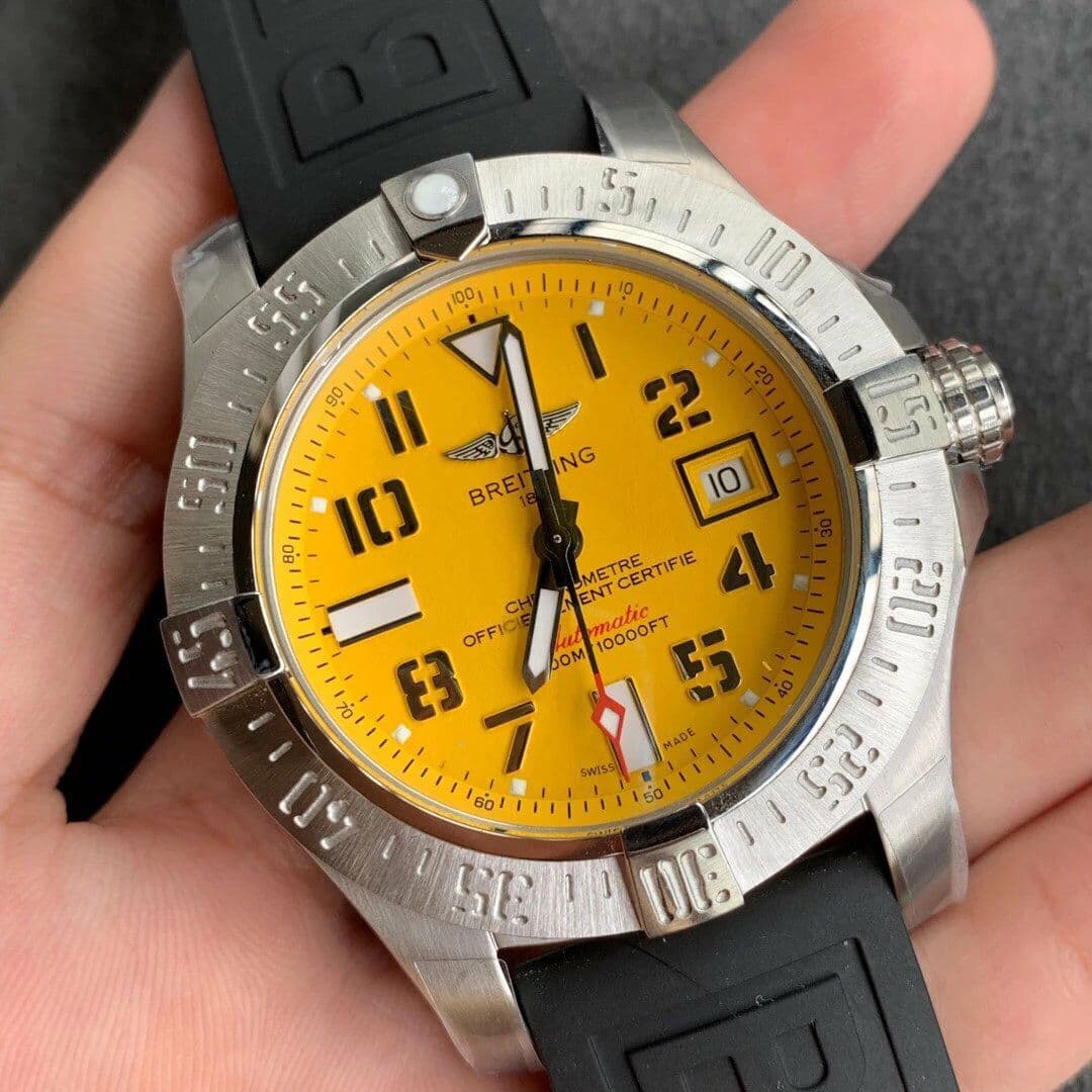 Breitling Avenger 45mm SS/NY/LE Yellow Stk GF Asia 2824 Breitling Avenger 45mm SS/NY/LE Yellow Stk GF Asia 2824