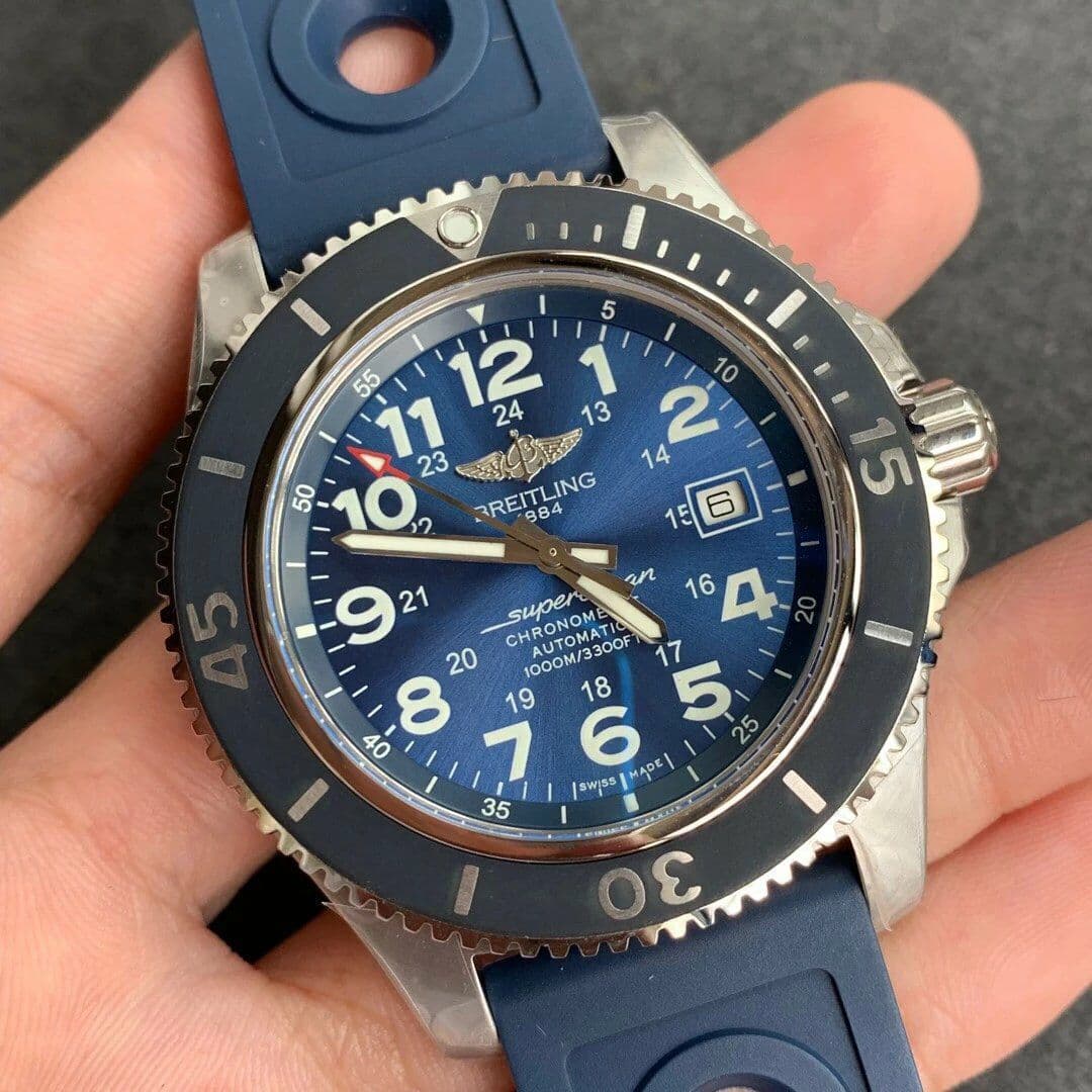 Breitling SuperOcean 44 Stainless SS/RU Blue/Stk GF Asia 2824