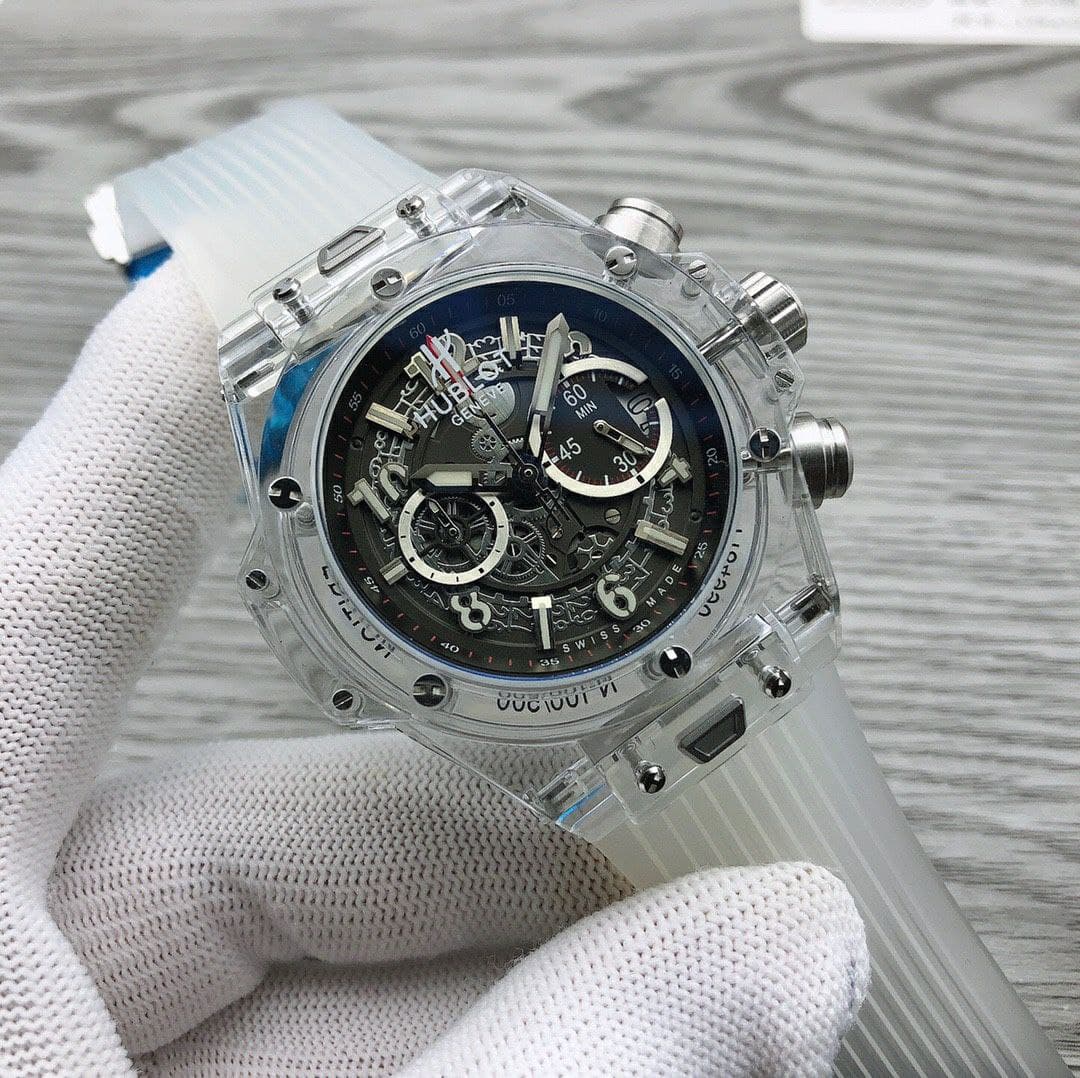Hublot Bang Glass Black Chrono On Rubber Strap
