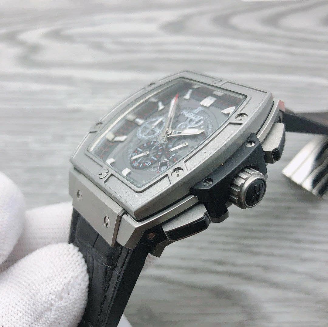 Hublot Spirit Grey Senna On Black Leather Strap