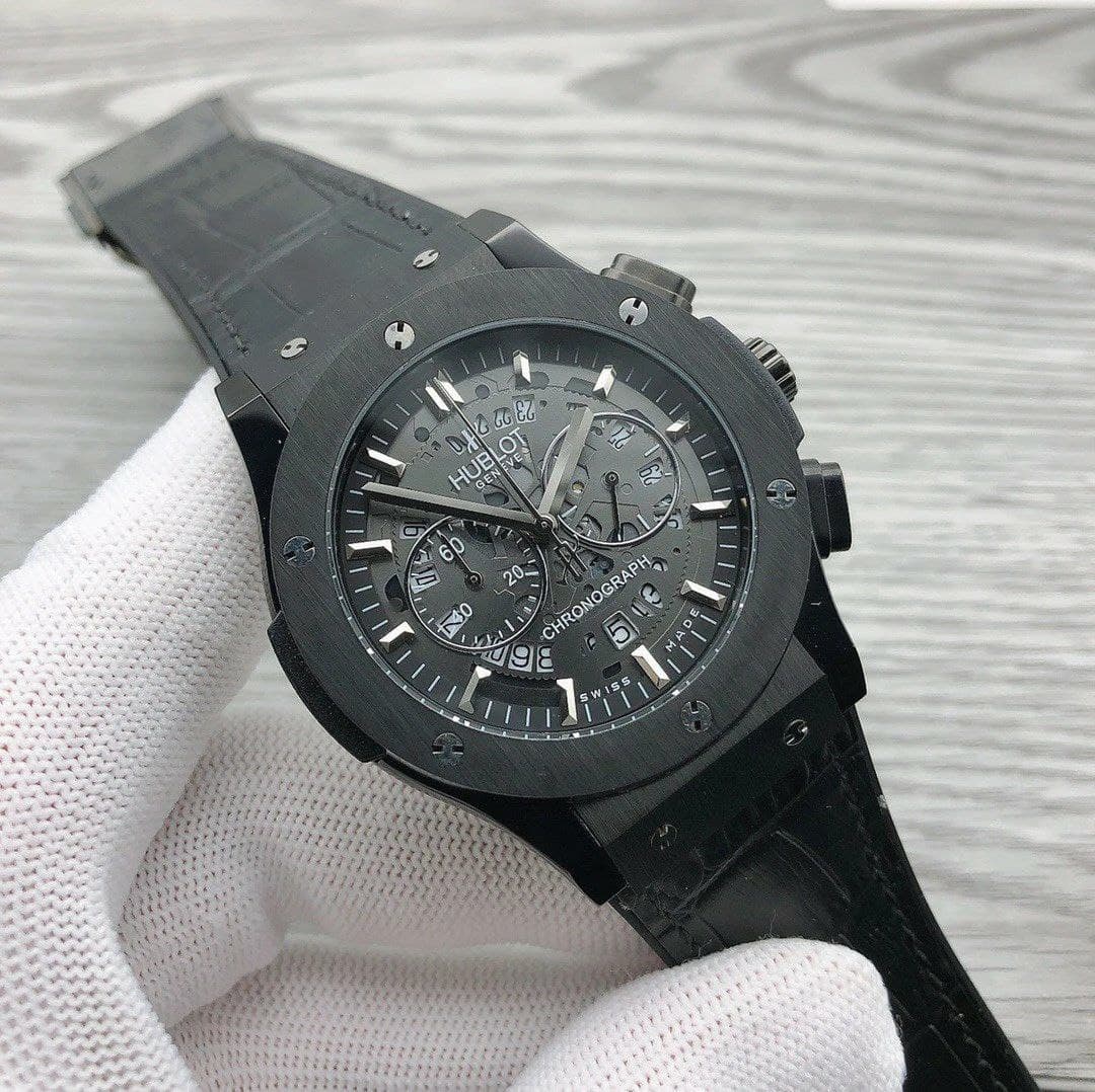 Hublot Chrono Black Hight Versio On Black Rubber Strap