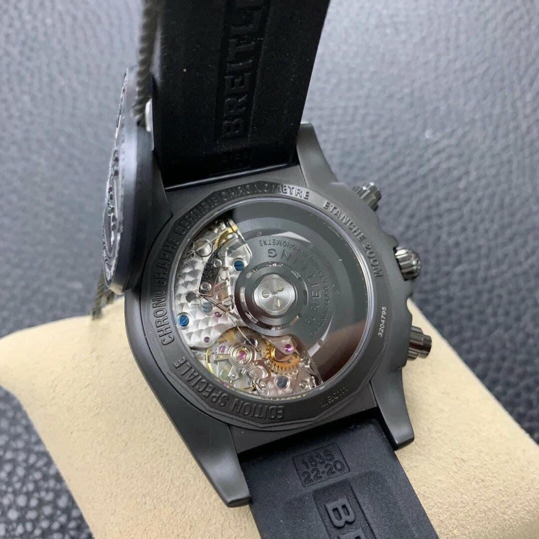 Chronomat 44mm Blacksteel GF 1:1 Special Edition Yellow Dial on Black Rubber Strap Chronomat 44mm Blacksteel GF 1:1 Special Edition Yellow Dial on Black Rubber Strap