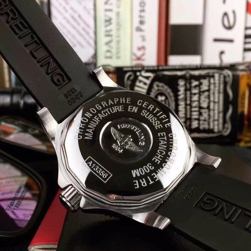 Breitling Superocean Black Yellow Dial on Black Rubber Strap