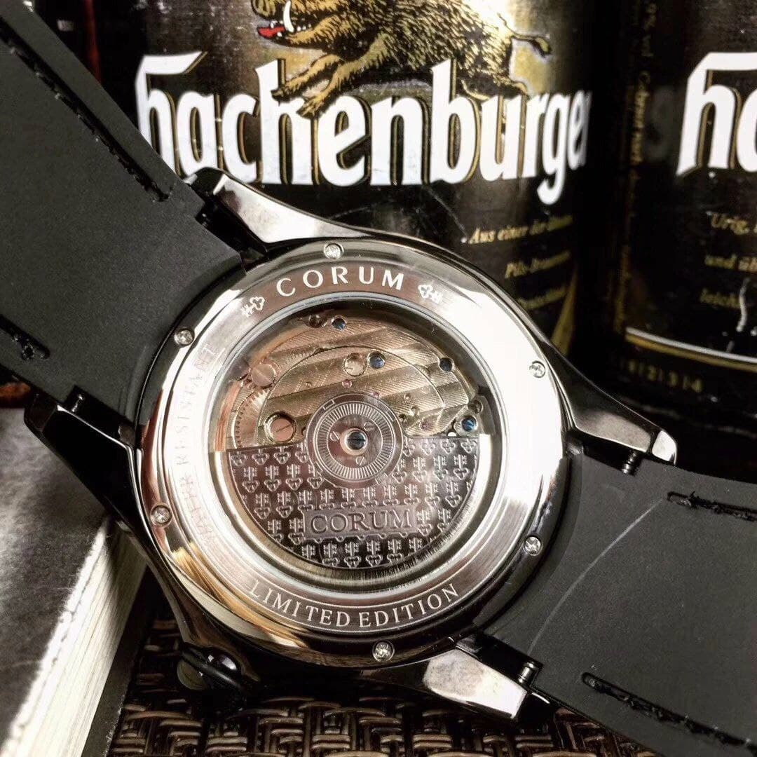 Coru Babble Case Black Skull on Black Leather Strap