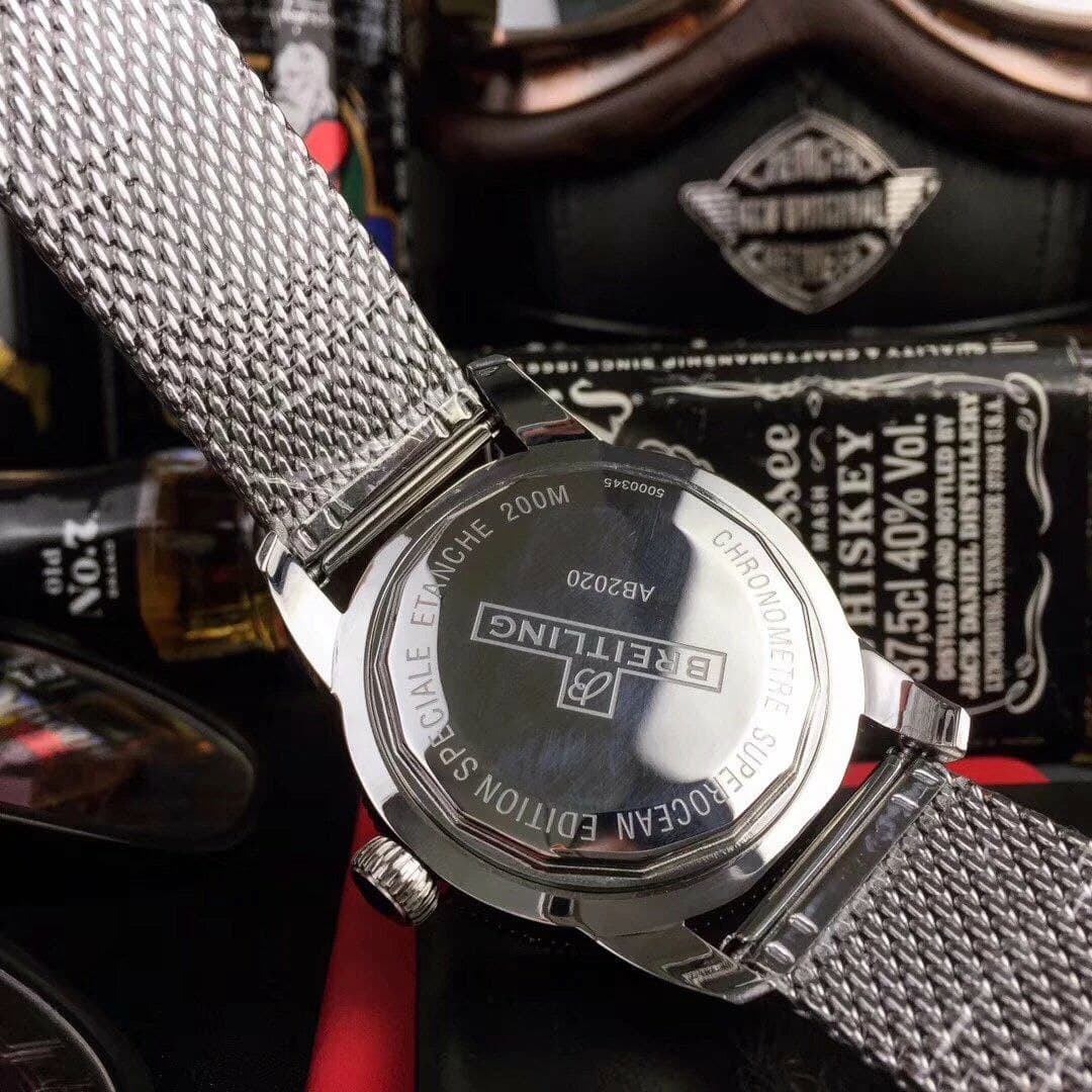 Breitling Super Ochean High Version On Solid Steel Strap Black Dial