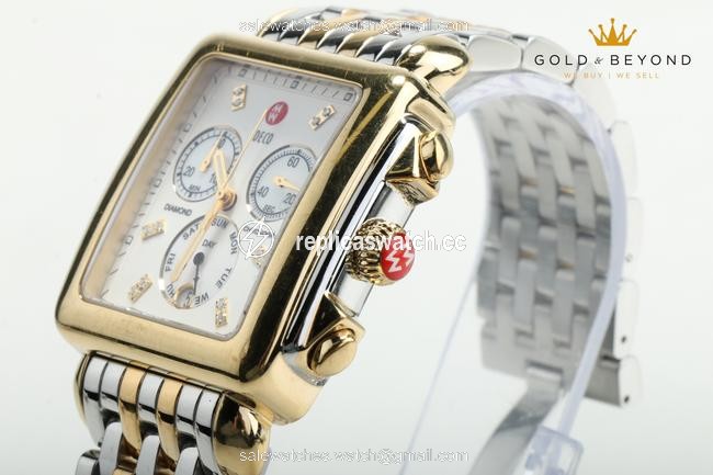 Michele Silver/Gold/White XL 36mm Deco Chronograph Two Tone Mw06z00c9046 Watch Michele Silver/Gold/White XL 36mm Deco Chronograph Two Tone Mw06z00c9046 Watch
