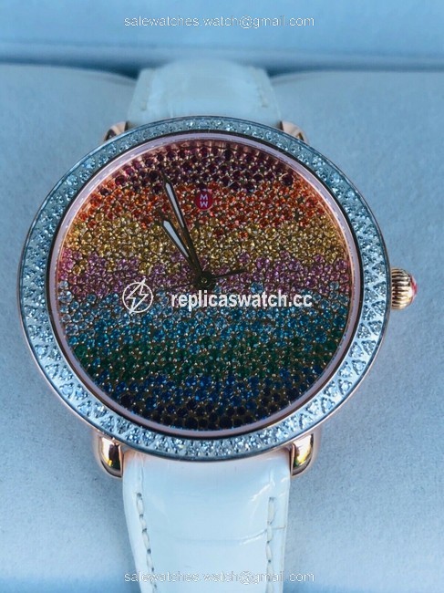 Michele Rose Gold New Serein Mid Carousel Rainbow Pav¨¦ Diamond and Topaz Mww21b000146 Watch Michele Rose Gold New Serein Mid Carousel Rainbow Pav¨¦ Diamond and Topaz Mww21b000146 Watch