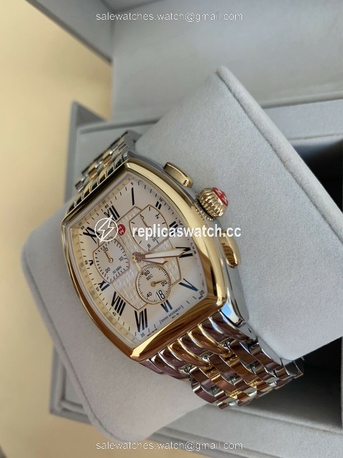 Michele Gold Gold/Silver Releve Chronograph Bracelet 36mm Watch Michele Gold Gold/Silver Releve Chronograph Bracelet 36mm Watch