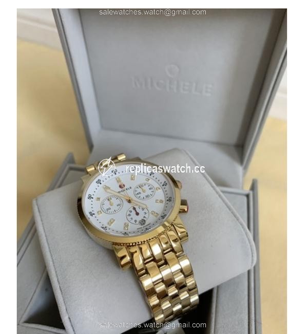 Michele Gold Sport Sail Diamond Bracelet Watch Michele Gold Sport Sail Diamond Bracelet Watch