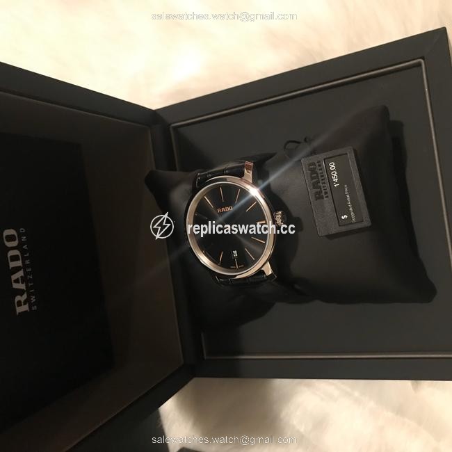 Rado Black XL Mens Diamaster Croc Embossed Leather Strap 40mm Watch Rado Black XL Mens Diamaster Croc Embossed Leather Strap 40mm Watch