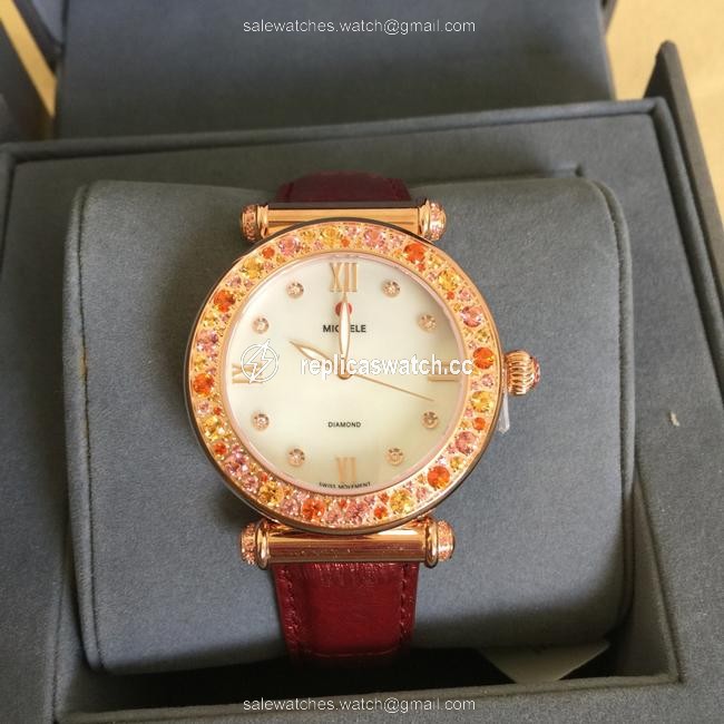 Michele New Caber Topaz Pink Sprinkles Rose Gold Diamond Dial Mw16a42b5046 Watch Michele New Caber Topaz Pink Sprinkles Rose Gold Diamond Dial Mw16a42b5046 Watch