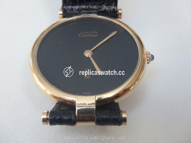 Cartier Black Yellow Gold Les Must De Paris Ronde Vermeil 925 Ss Quartz Watch Cartier Black Yellow Gold Les Must De Paris Ronde Vermeil 925 Ss Quartz Watch